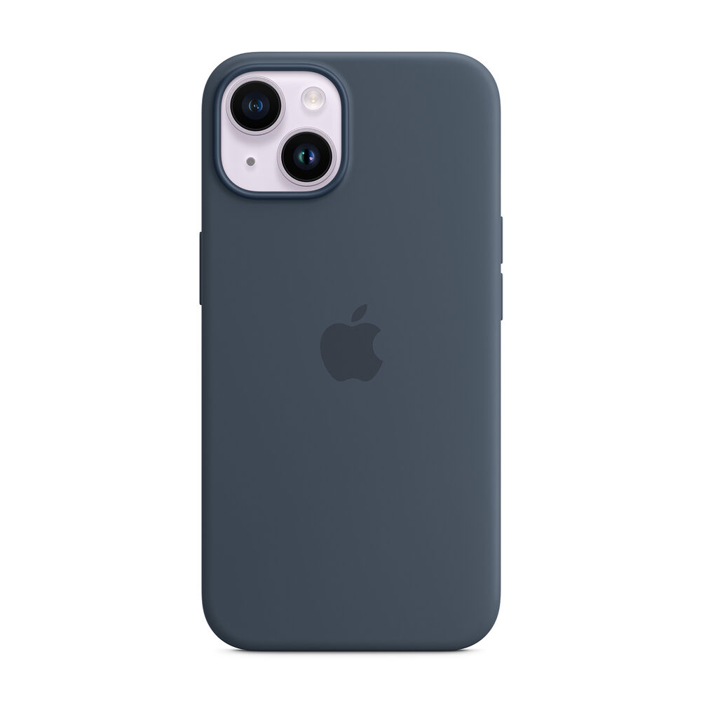 Custodia MagSafe in silicone per iPhone 14 - Blu tempesta, image number 1