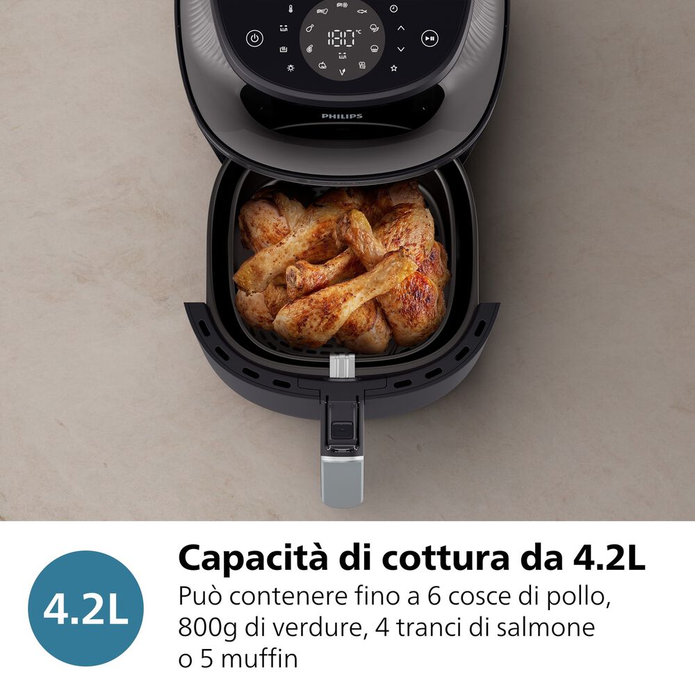 Airfryer Serie 3000 da 4.2L NA322/00 FRIGGITRICE AD ARIA, capacit&agrave; 4,2 l, Max potenza 1400 W, 12 programmi, da 40 &deg;C a 200 &deg;C, Nero/Bronzo - PRMG GRADING OOCN - 15%, image number 7