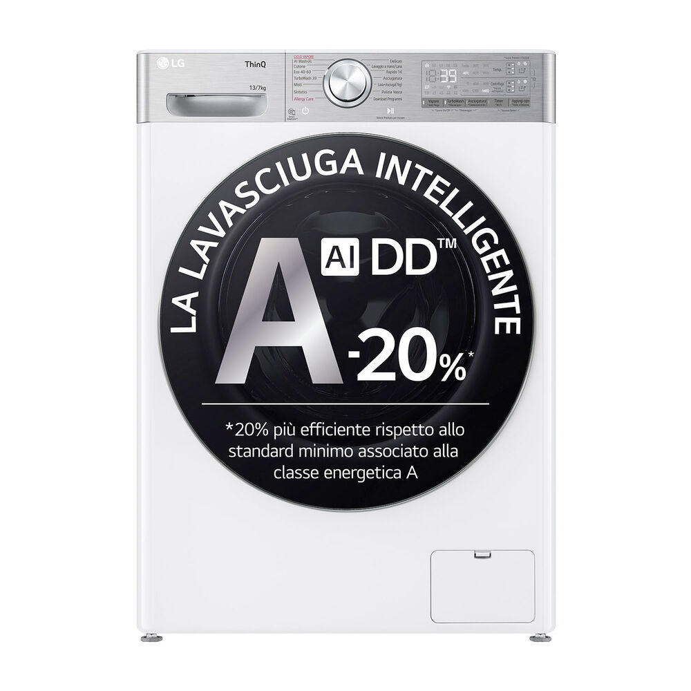 D4R9513TPWC AI DD LAVASCIUGA, Caricamento frontale, capacit&agrave; lavaggio 13 kg, capacit&agrave; asciugatura 7 kg, 14 programmi, Profondit&agrave; 61,5 cm, Giri 1400 rpm, White, Classe D - PRMG GRADING ROBN - 10%, image number 1