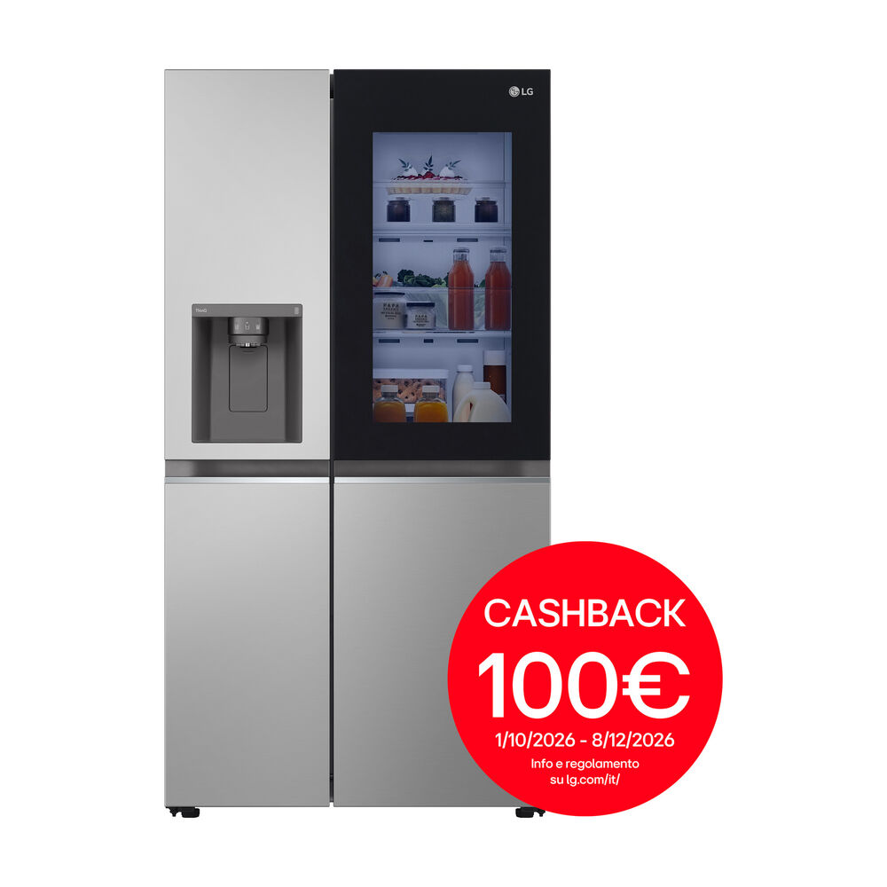 Frigorifero americano GSGV80PYLD InstaView, Sistema Multi Flow: S&igrave;; Sistema raffreddamento frigorifero: No Frost; Sistema raffreddamento congelatore: No Frost, Capacit&agrave; netta totale 635 l, Rumorosit&agrave;: 35 dB(A), LAN wireless, Dispenser acqua, Dispenser ghiaccio, Dimensioni: L 91,3 cm A 179 cm P 73,5 cm, Silver, Classe D - PRMG GRADING ROBN - 10%, image number 1