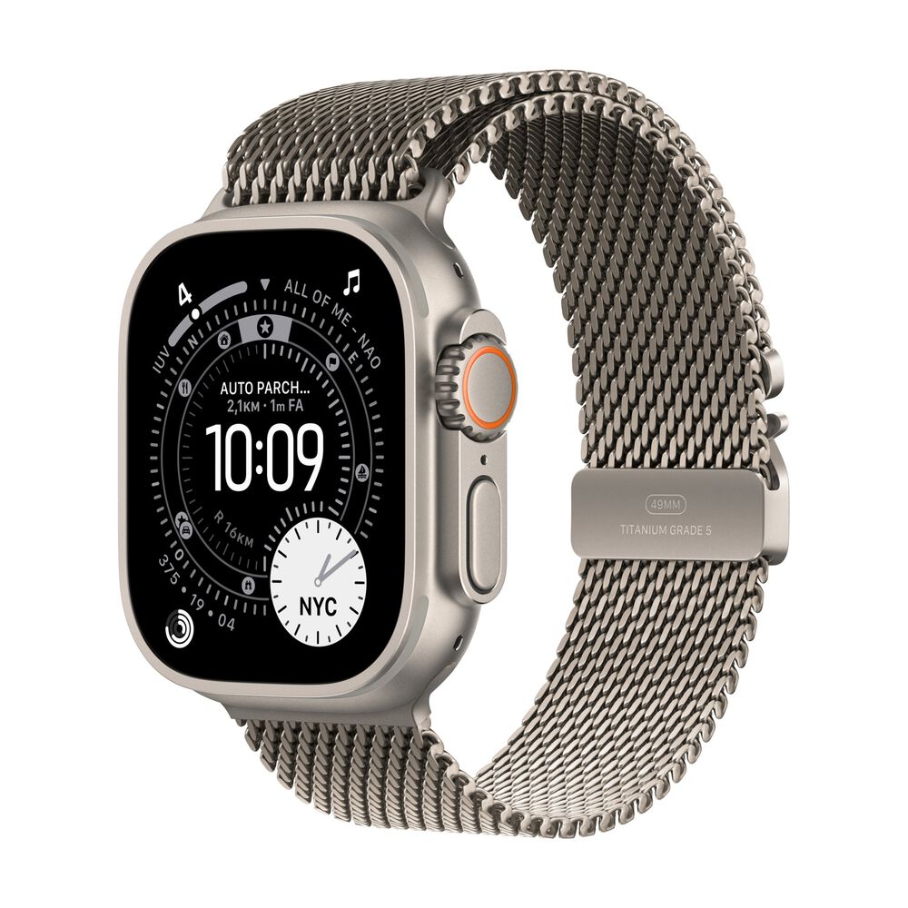 APPLE Watch Ultra 3 GPS + Cellular, Cassa in titanio naturale (49 mm) con Loop in maglia milanese in titanio naturale-Large - PRMG GRADING OOBN - 10%, image number 0