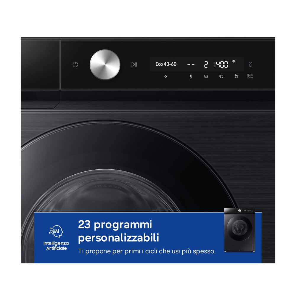 WW11DB8B95GBU3 LAVATRICE, Caricamento frontale, 11 kg, 25 programmi, Profondit&agrave; 60 cm, Giri 1400 rpm, Nero, livello rumorosit&agrave; centrifuga 72 dB(A), Classe A - PRMG GRADING ROBN - 10%, image number 8