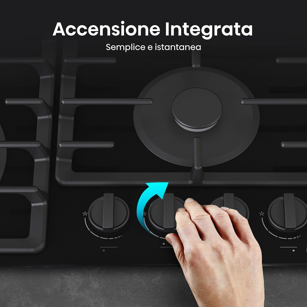 HISENSE GG663BHF PIANO COTTURA GAS, 4 zone di cottura, dimensioni: L 60 cm, P 52 cm, Vetro Nero - PRMG GRADING ROCN - 15%, image number 8