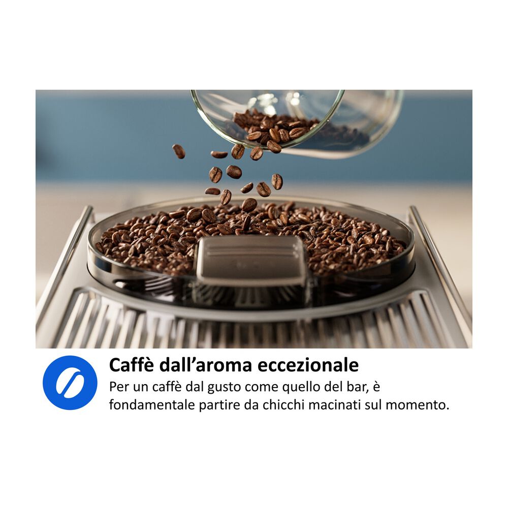 MACCHINA CAFF&Egrave; AUTOMATICA PHILIPS Caf&eacute; Aromis EP8757/20, Pressione pompa 15 bar, Potenza 1500 W, Programmi Espresso, Caff&egrave;, Cappuccino, Latte Macchiato, Caffellatte, Americano, Caff&egrave; crema, Ristretto, Espresso Lungo, Flat White, Acqua calda, Latte caldo, Schiuma di latte., Funzione Regolazione macinatura, Programma pulizia, Argento / Bianco - PRMG GRADING OOCN - 15%, image number 2