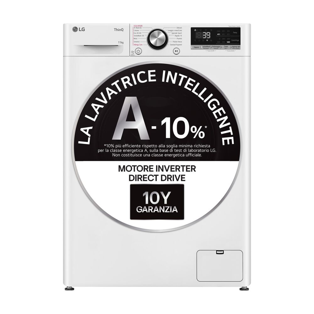 AI DD F4R7011TSWC LAVATRICE, Caricamento frontale, 11 kg, 13 programmi, Profondit&agrave; 56,5 cm, Giri 1400 rpm, Bianca, livello rumorosit&agrave; centrifuga 71 dB(A), Classe A - PRMG GRADING ROBN - 10%, image number 1